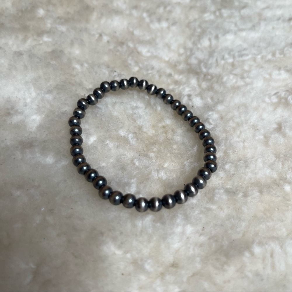 Sterling Silver Navajo Strung Adjustable Bead Bracelet